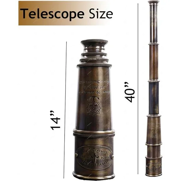 1920 London Brass Maritime Telescope 15 Inch Vintage Nautical Pirate Telescope